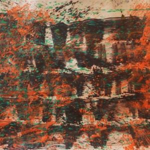 First rhythm , Magic carpet series Nr 2.. / acrylic on paper,  1 x 3 m,  2018 / Music: Digid - Mauser dub