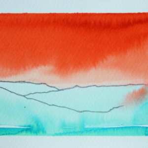 Melting ice, Postcard series / ecoline on paper, 10 x 14 cm, 2018