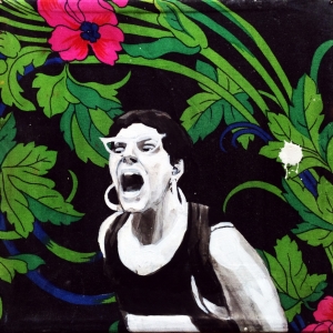 Decorative screaming, Occupy! series / acrylic on textile, 20 x 20 cm, 2012
