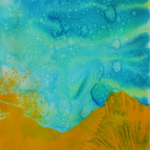 Mountain people close to the sky / mixed media on paper, 100 x 70 cm, 2018